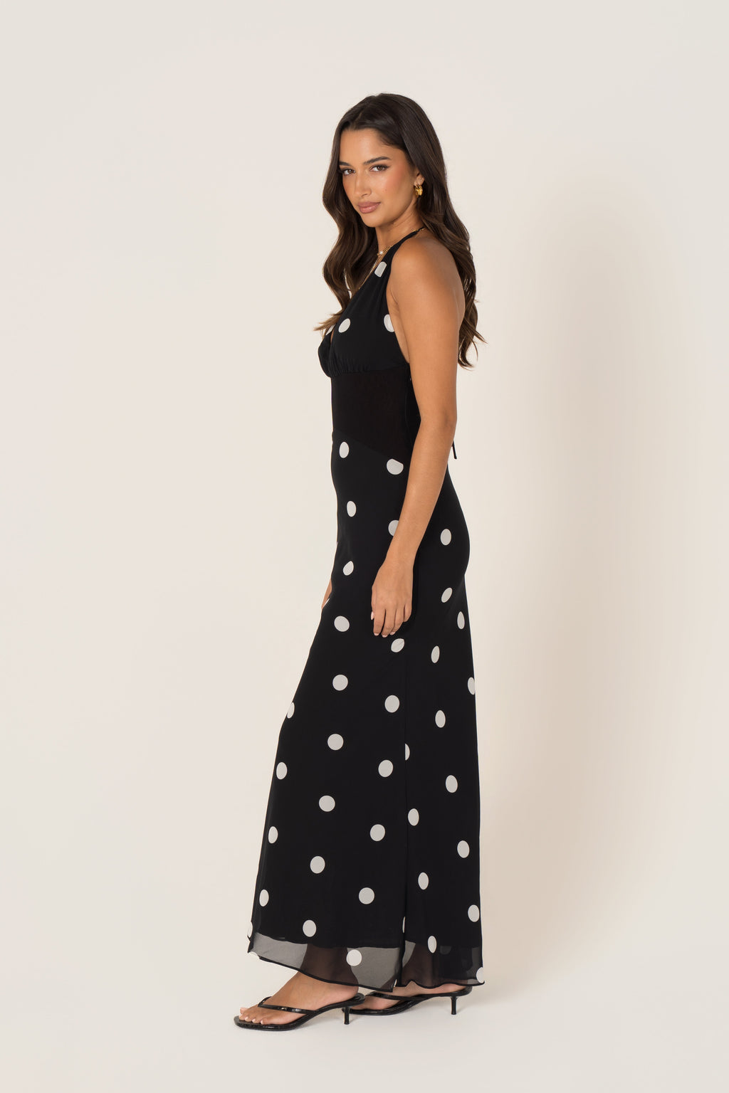 Annalee Black Polka Dot Halter Neck Maxi
