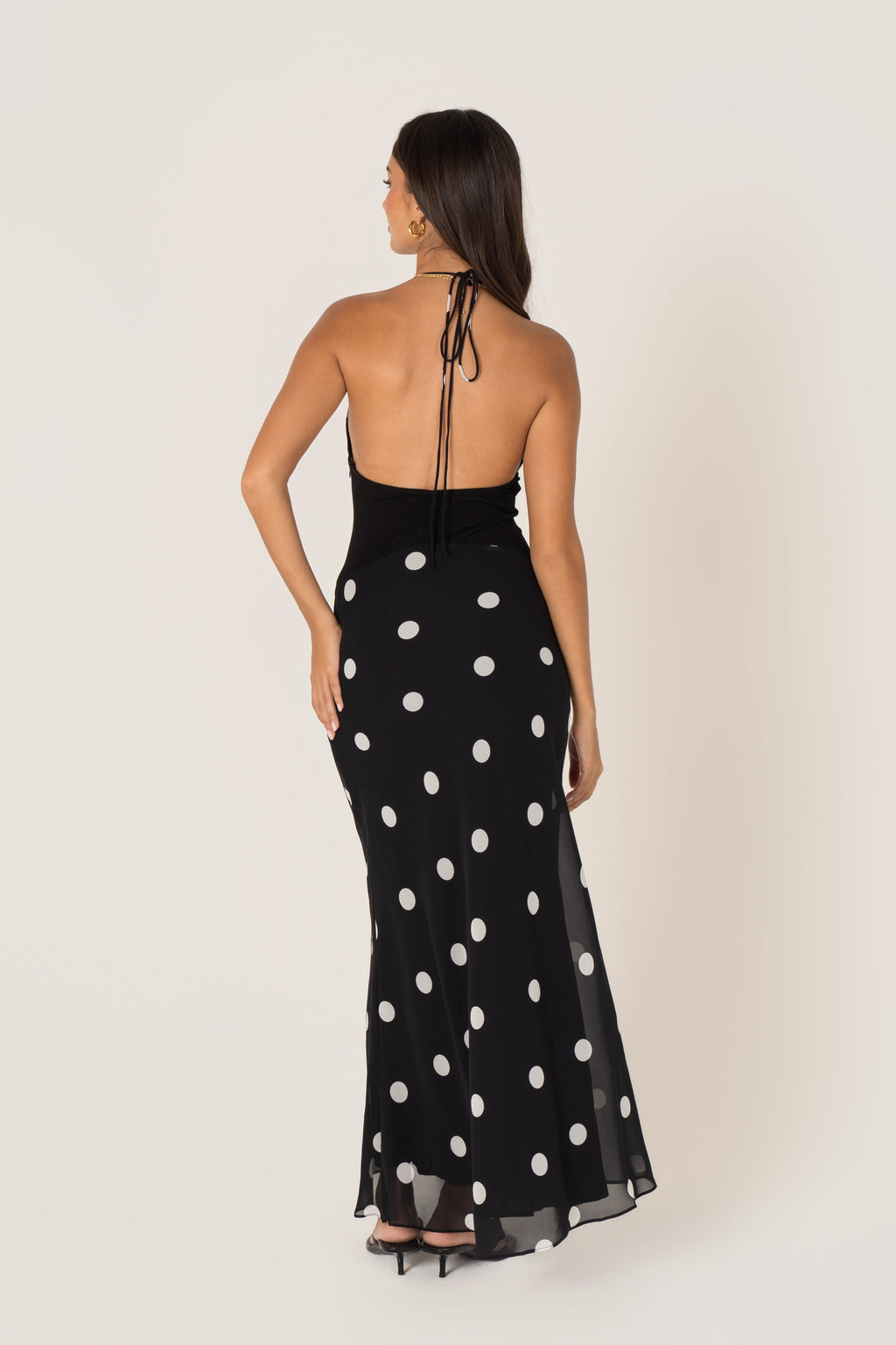 Annalee Black Polka Dot Halter Neck Maxi