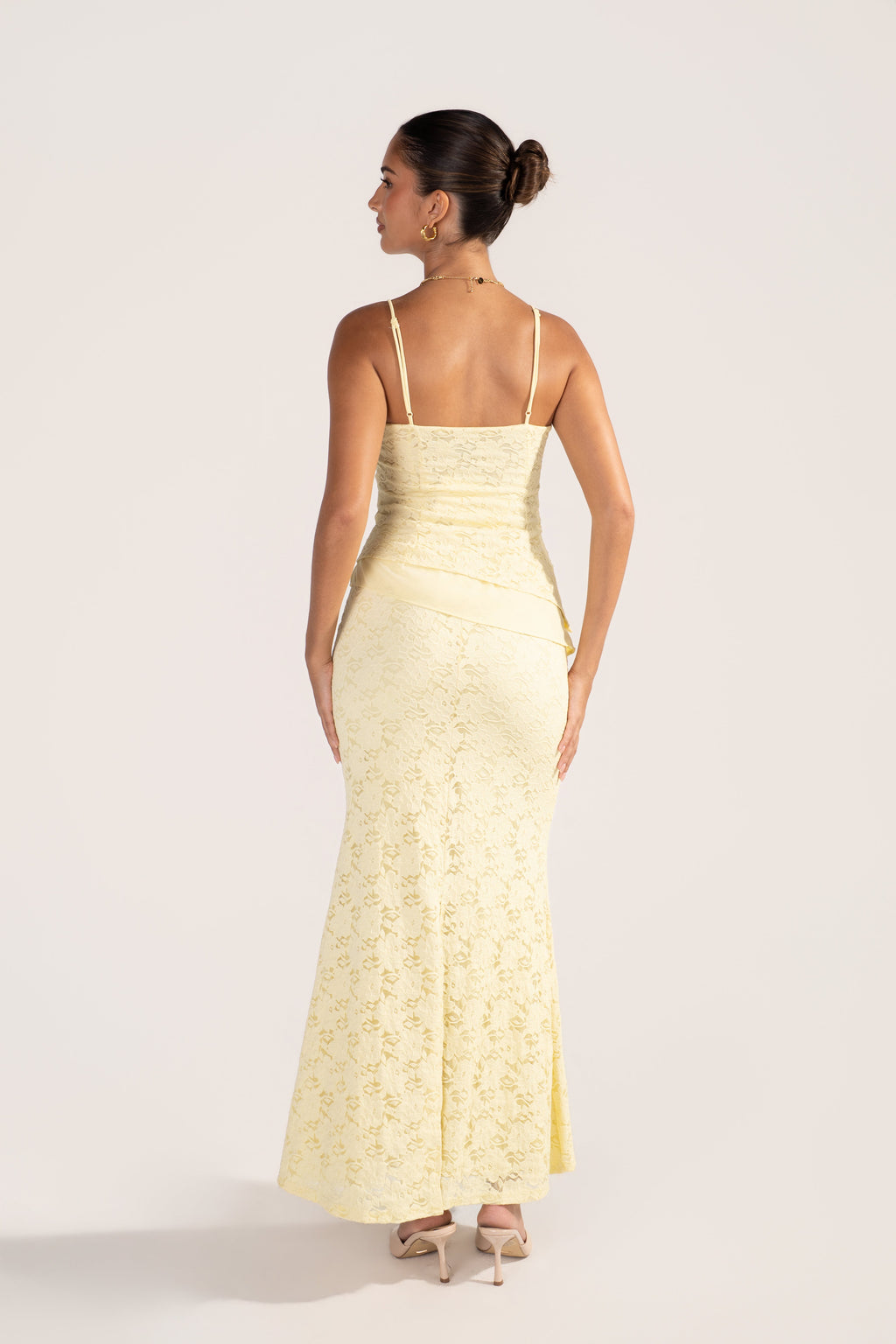 Ardyn Yellow Lace Set - Asymmetrical Cami Top & Maxi Skirt