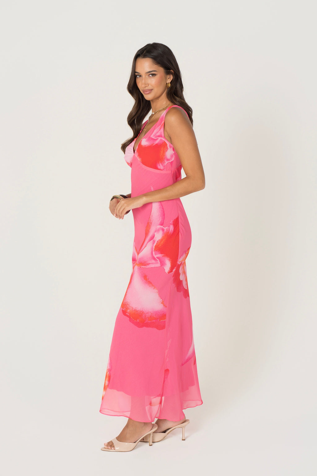 Bailey Pink Floral V-Neck Midi Dress