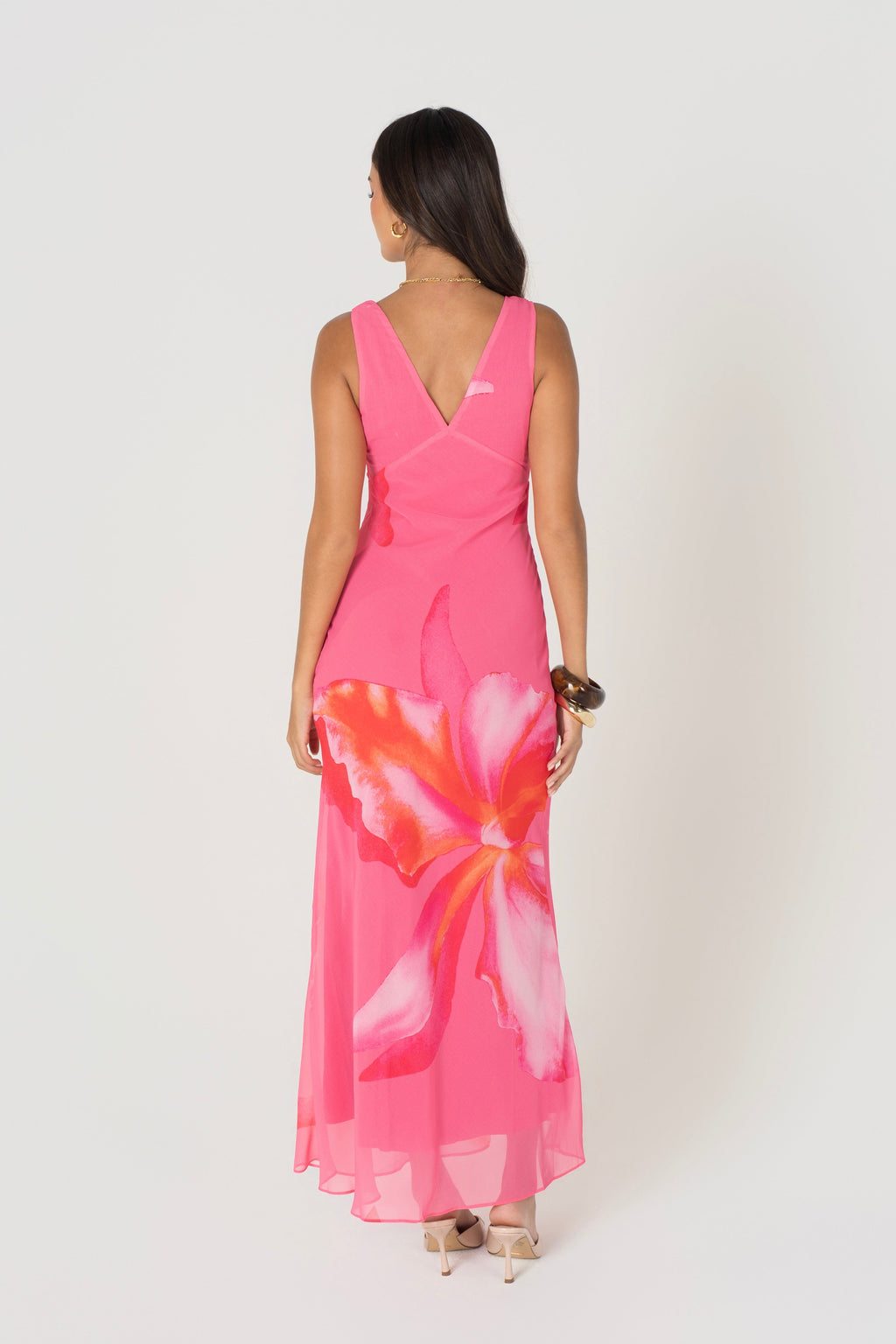 Bailey Pink Floral V-Neck Midi Dress
