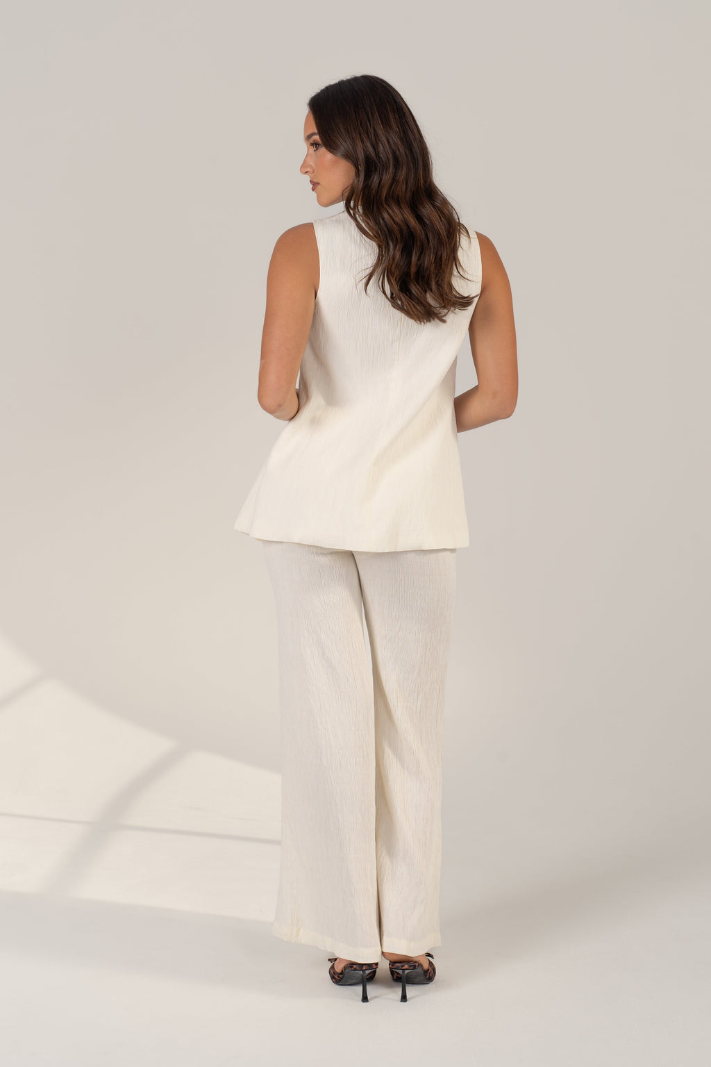 Carina Set - Matching White Vest Top & Wide-Leg Pants