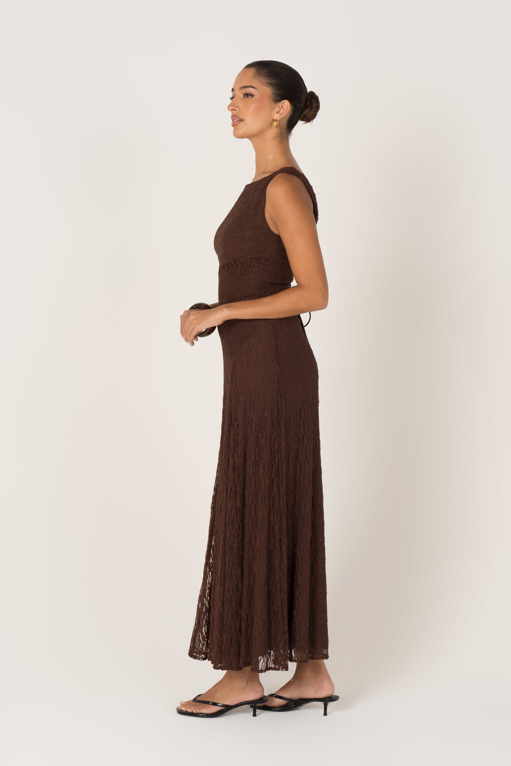 Delia Lace Yellow Midi Dress with Twist Details