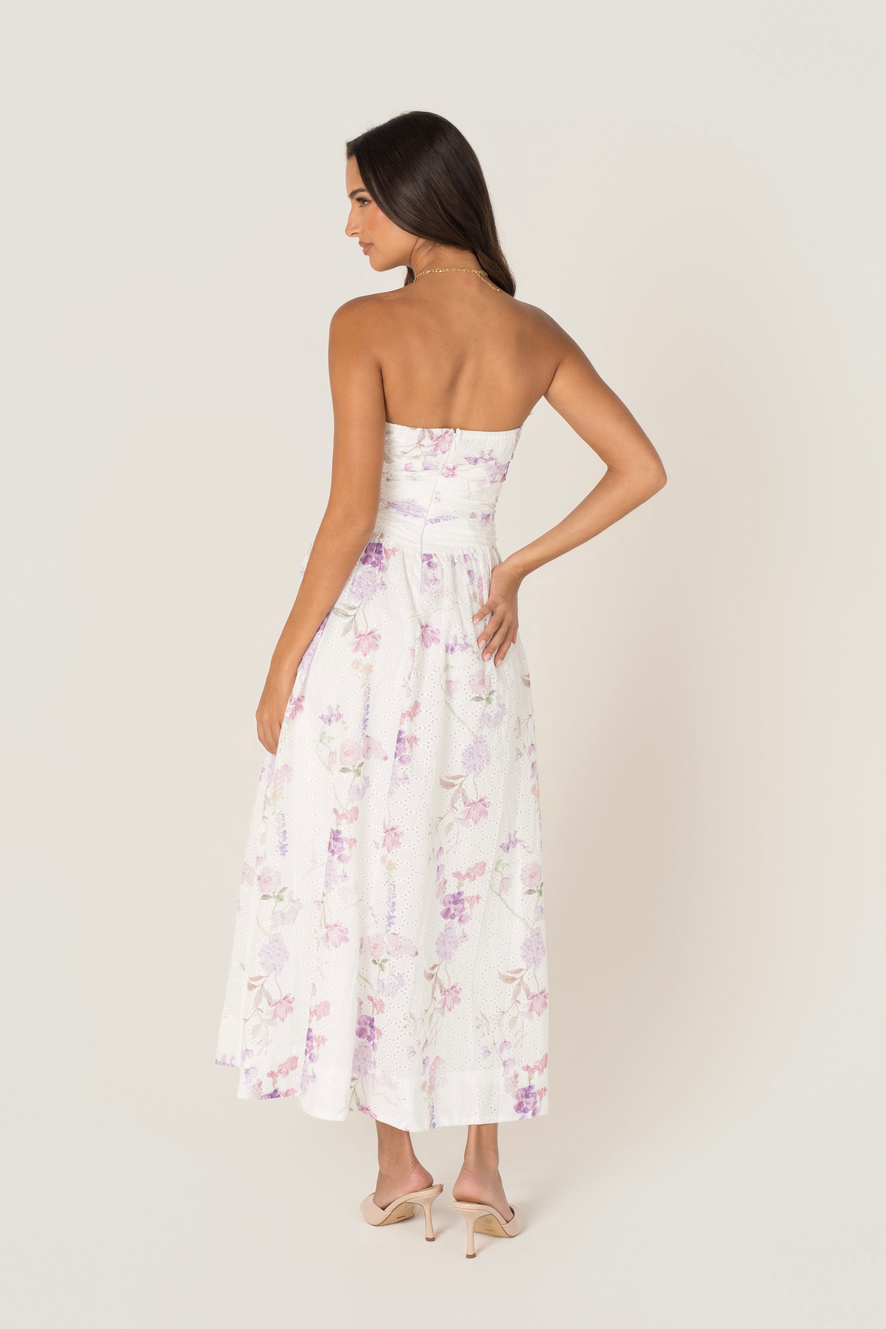 Freda White Floral Strapless Maxi Dress