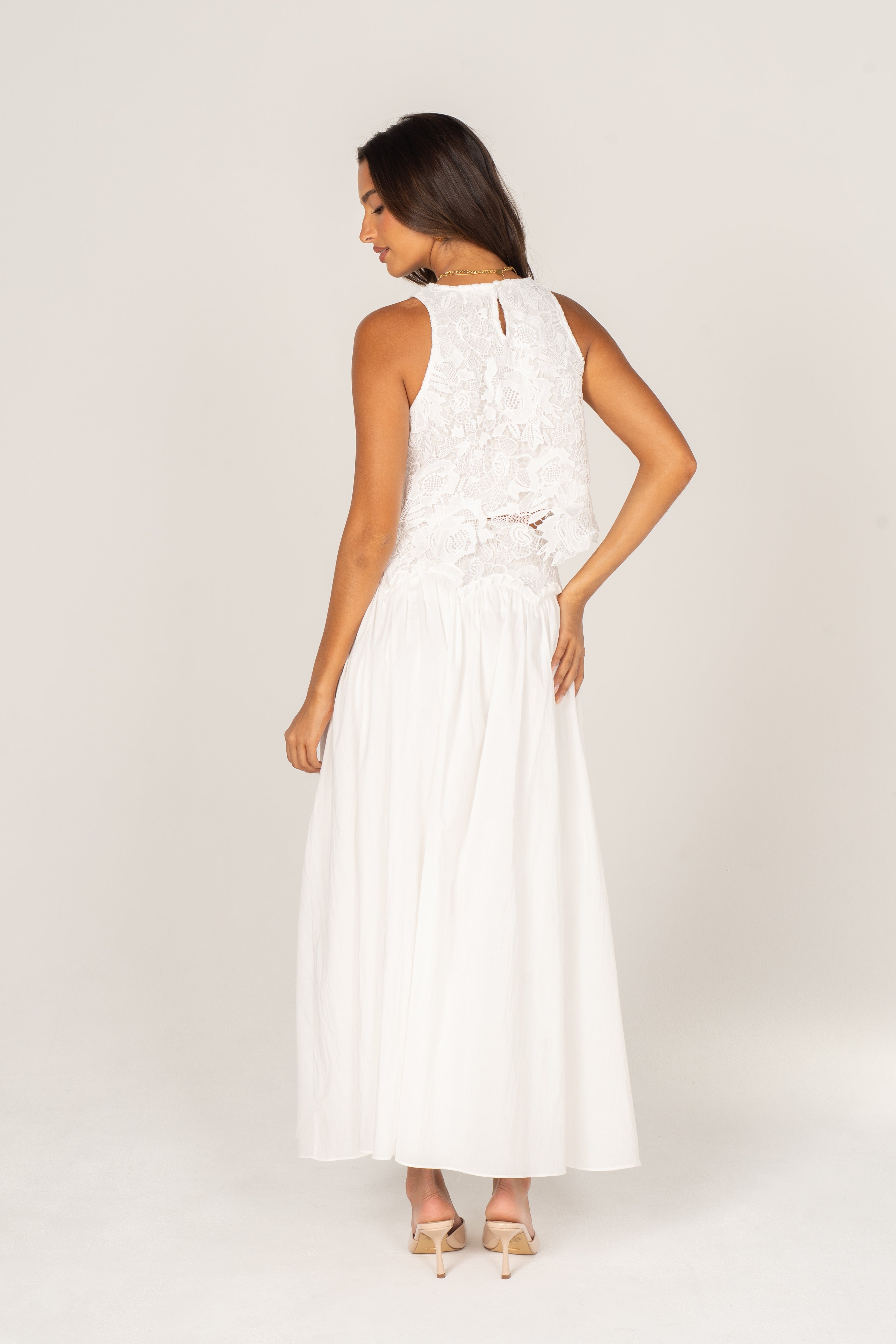 Hattie White Lace Crop Top & Maxi Skirt Set