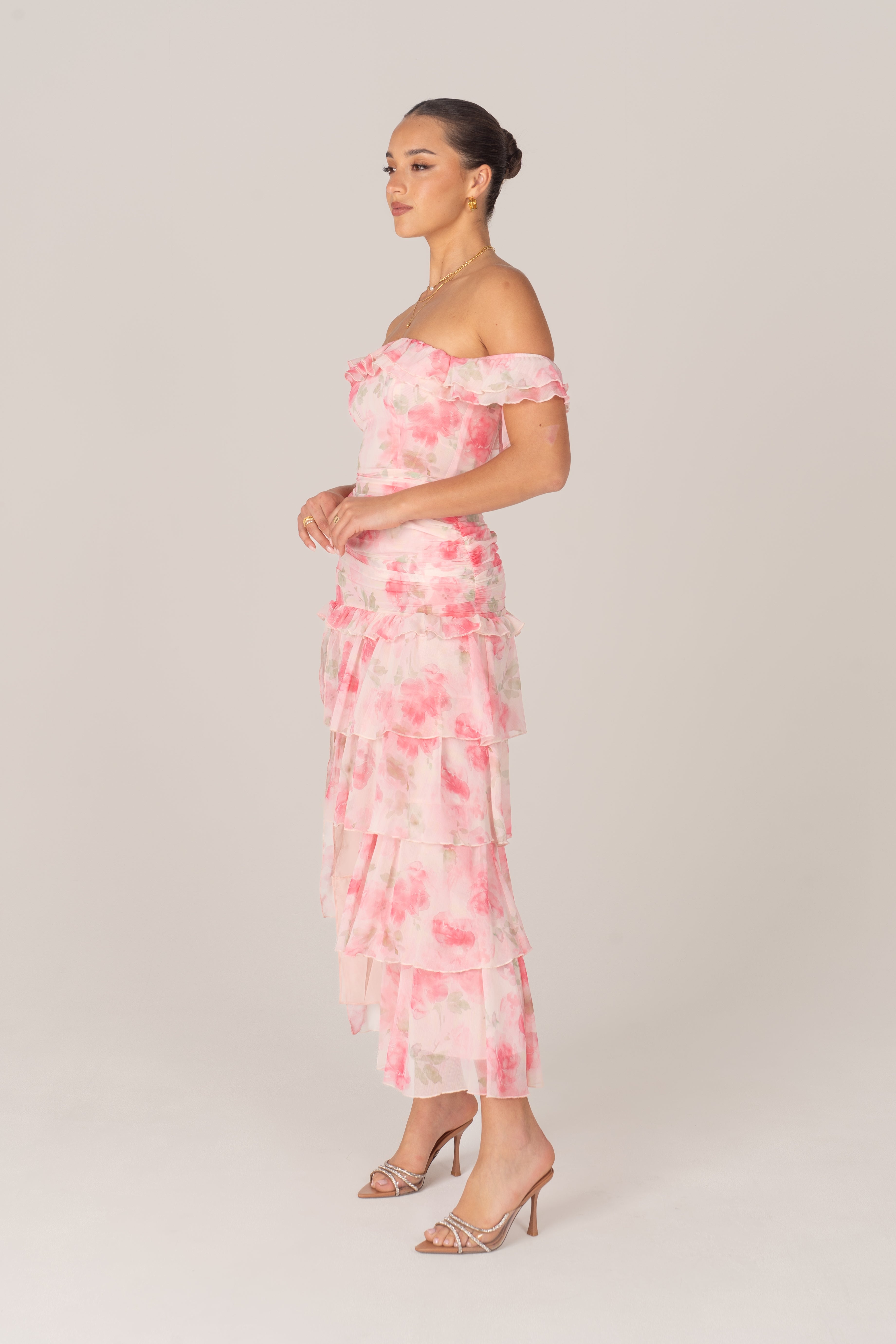 Ingrid Floral Maxi Dress with Ruffle Trims