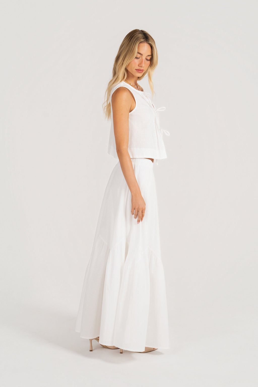 Jayla Two Piece Set - Sleeveless Tie Top & Maxi Skirt