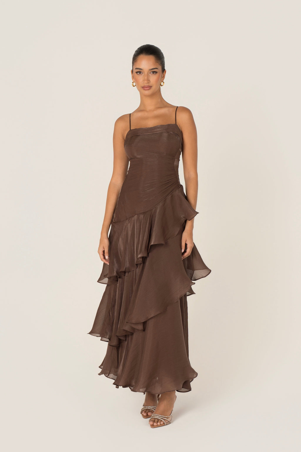 Johanna Shimmering Ruffle Maxi Dress