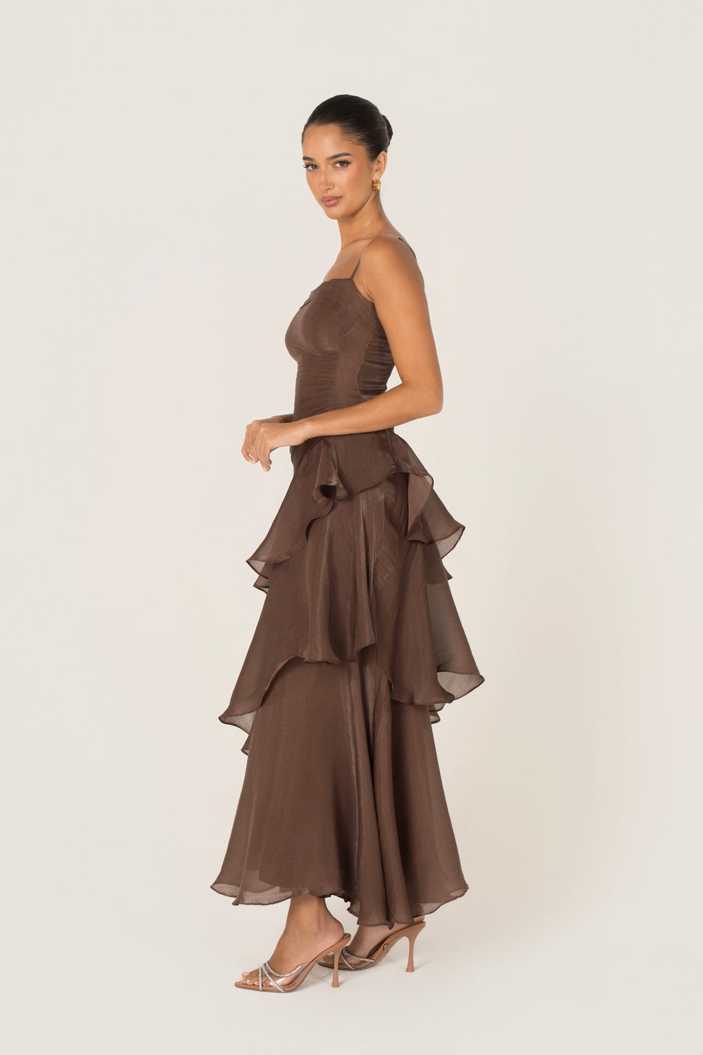 Johanna Shimmering Ruffle Maxi Dress