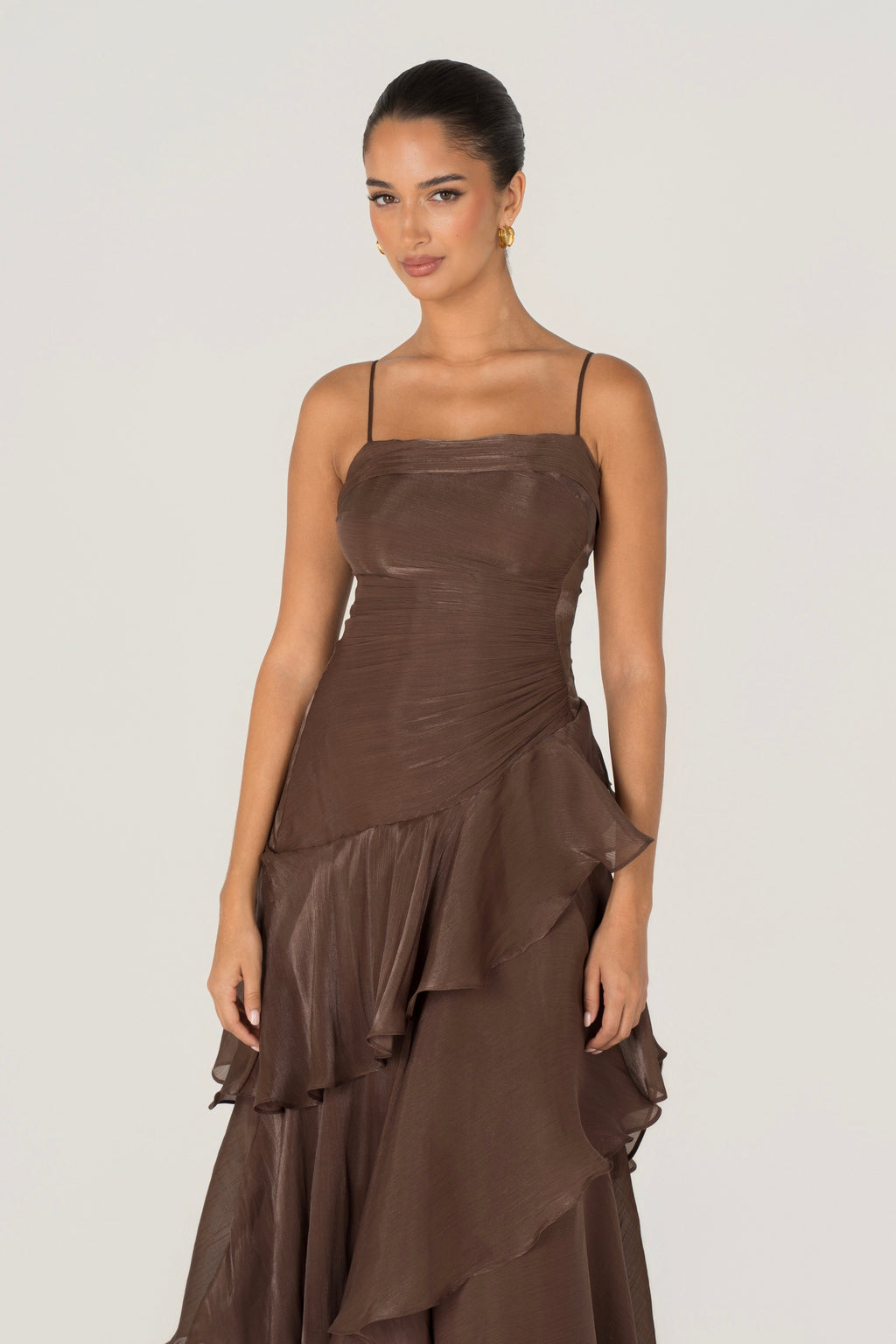 Johanna Shimmering Ruffle Maxi Dress