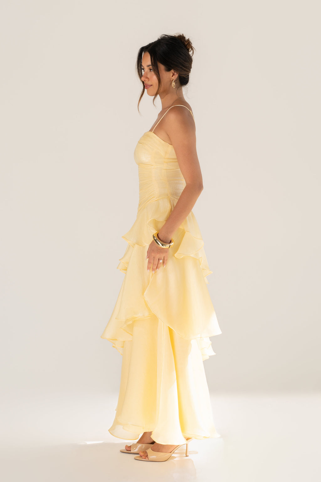 Johanna Shimmering Ruffle Maxi Dress