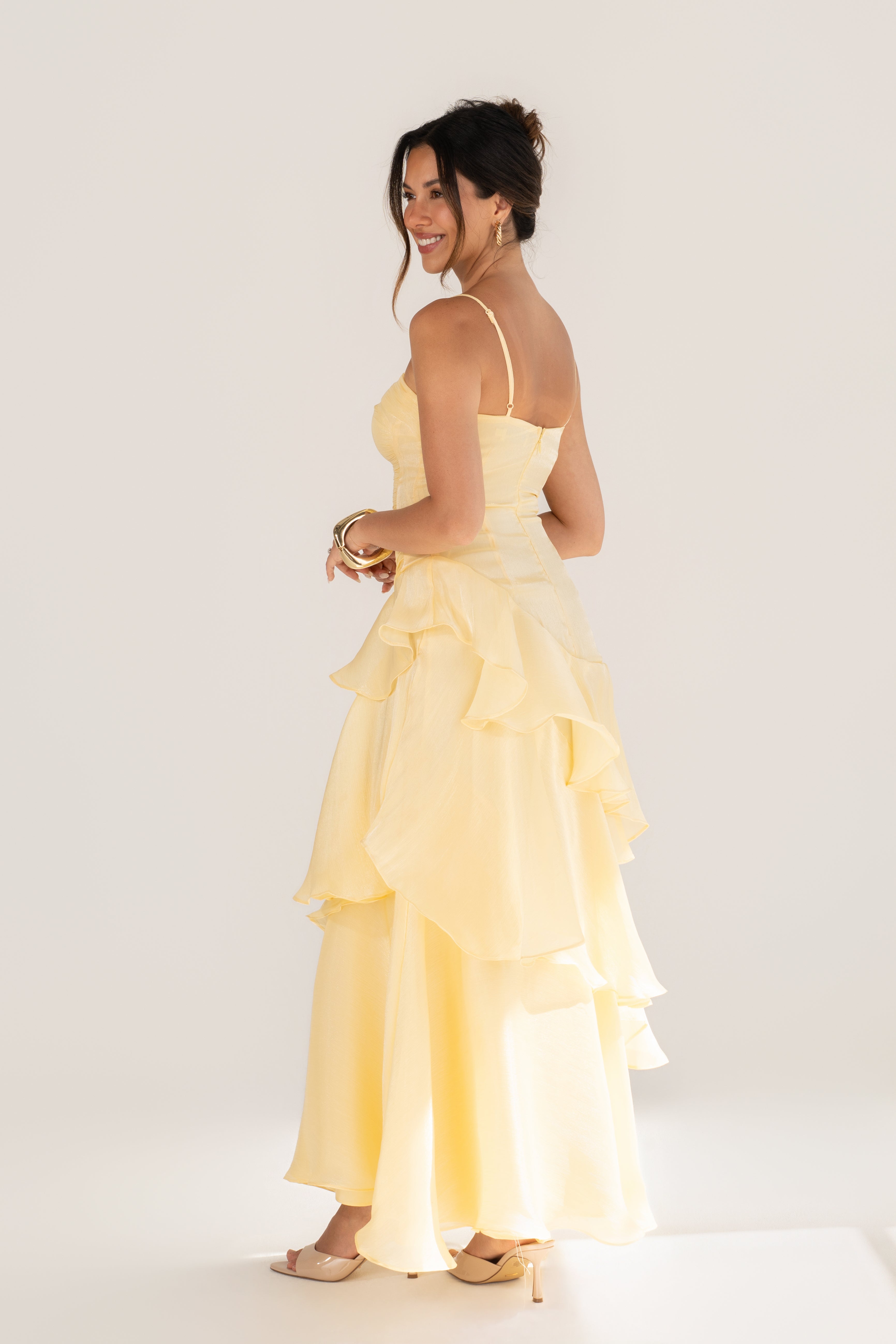 Johanna Shimmering Ruffle Maxi Dress