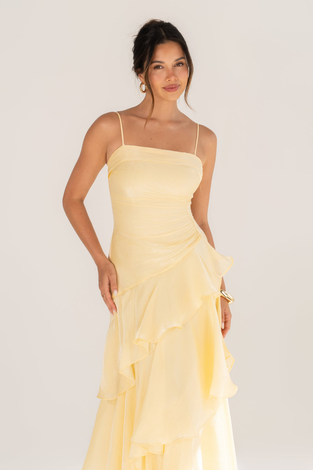 Johanna Shimmering Ruffle Maxi Dress
