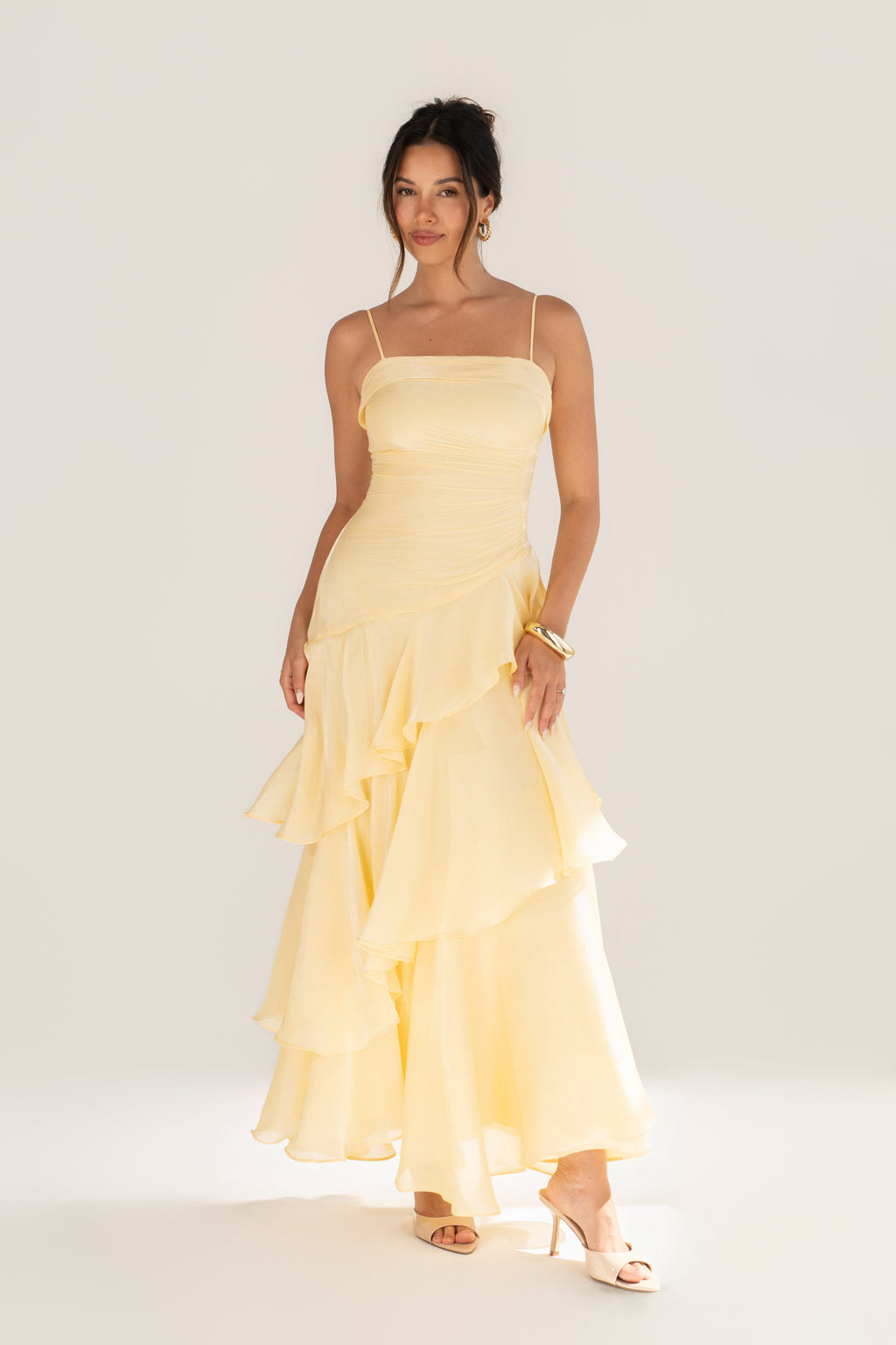 Johanna Shimmering Ruffle Maxi Dress