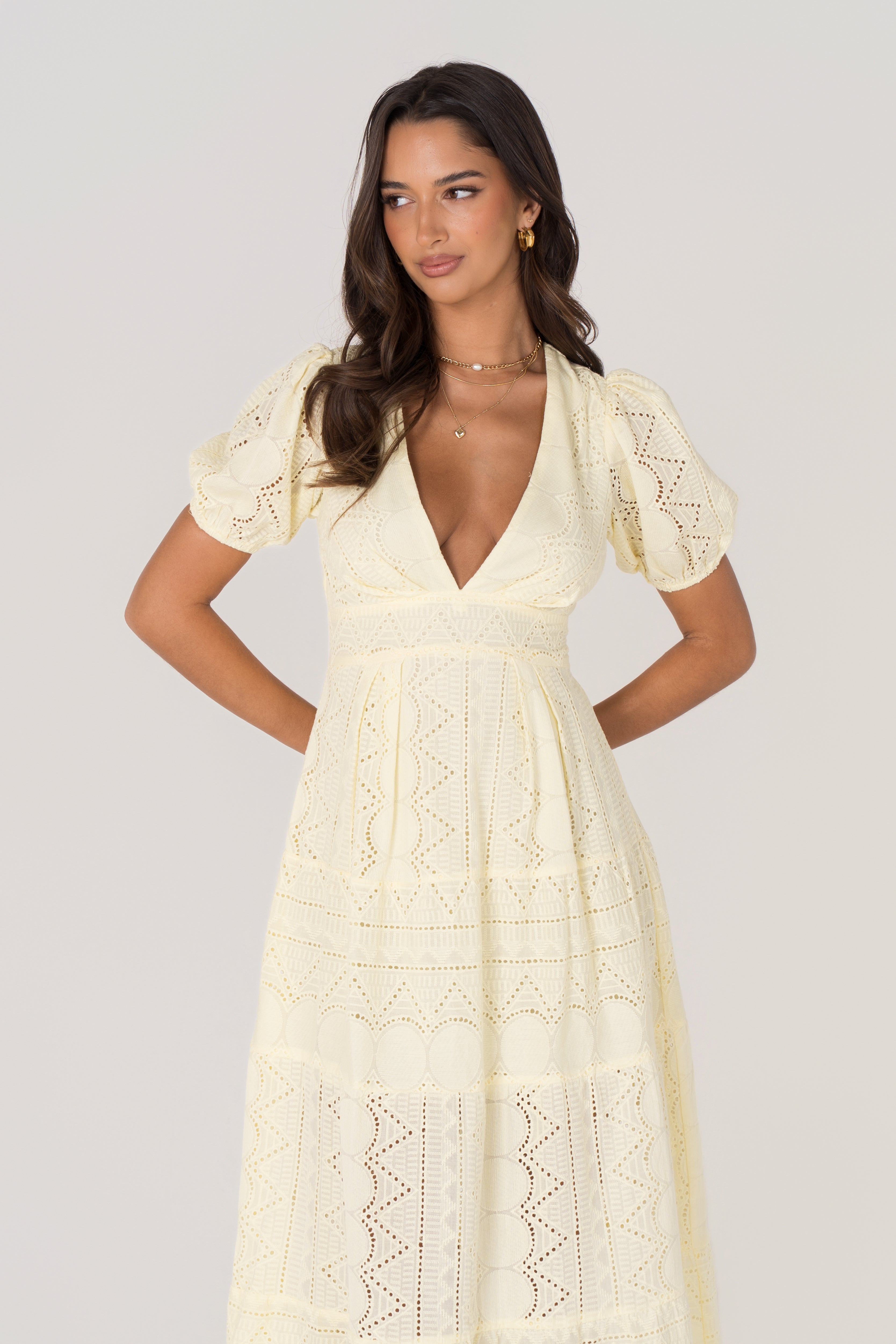 Jude Yellow Puff Sleeve Maxi Dress