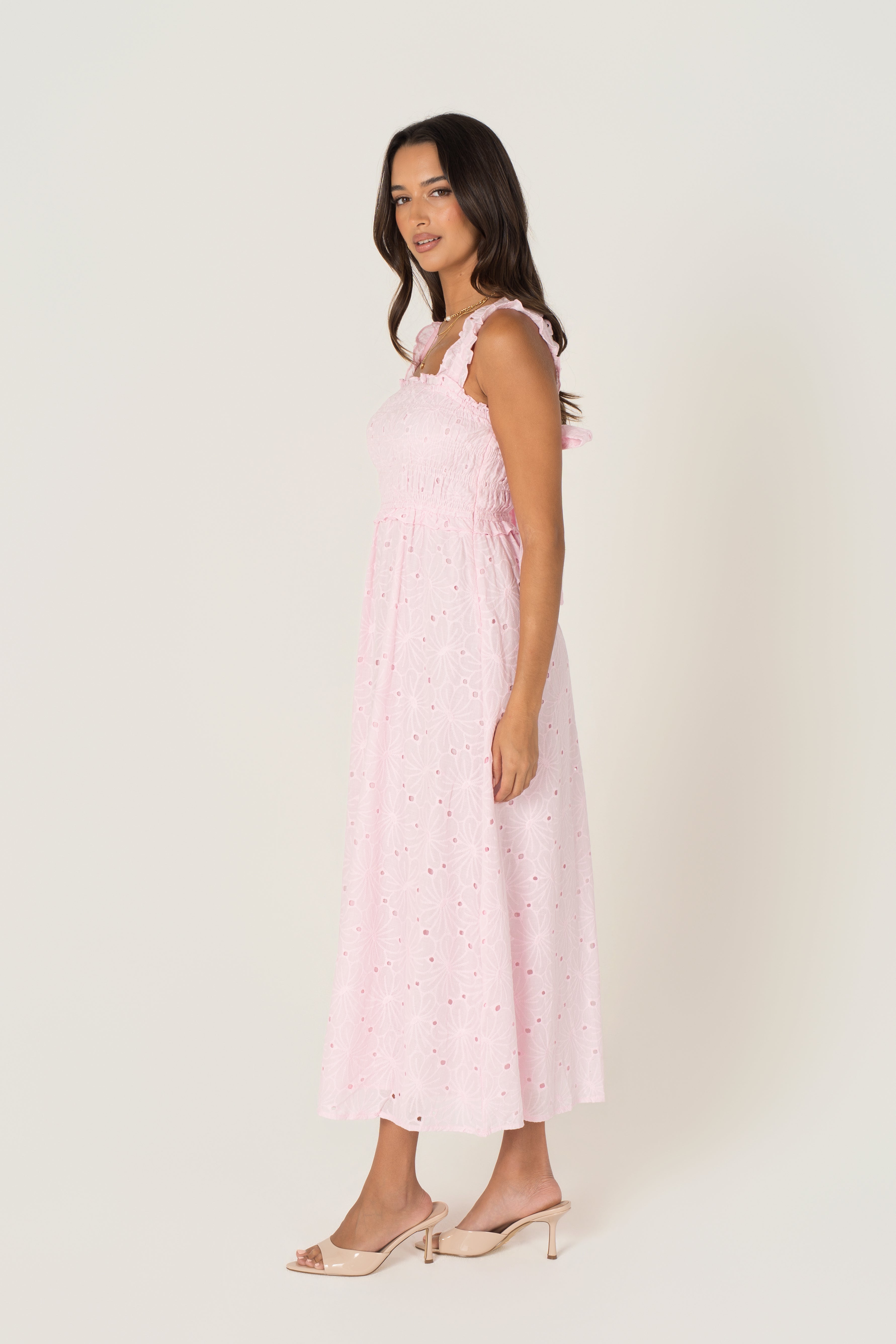 Kleo Pink Emroidered Midi Dress