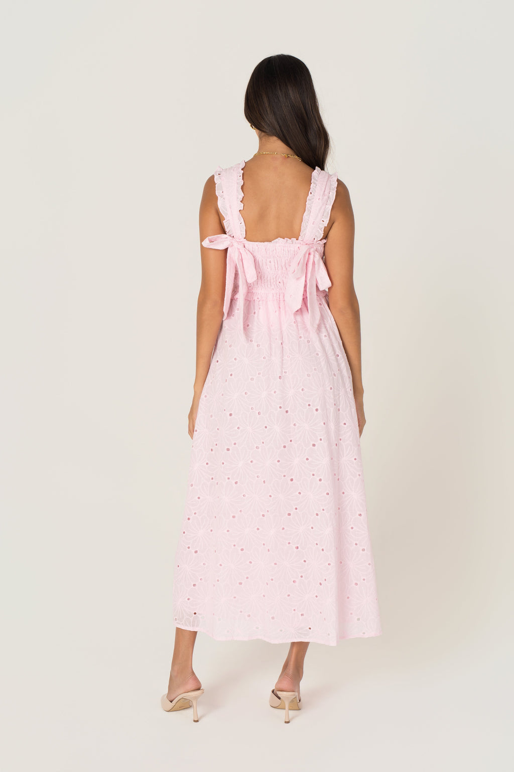 Kleo Pink Emroidered Midi Dress