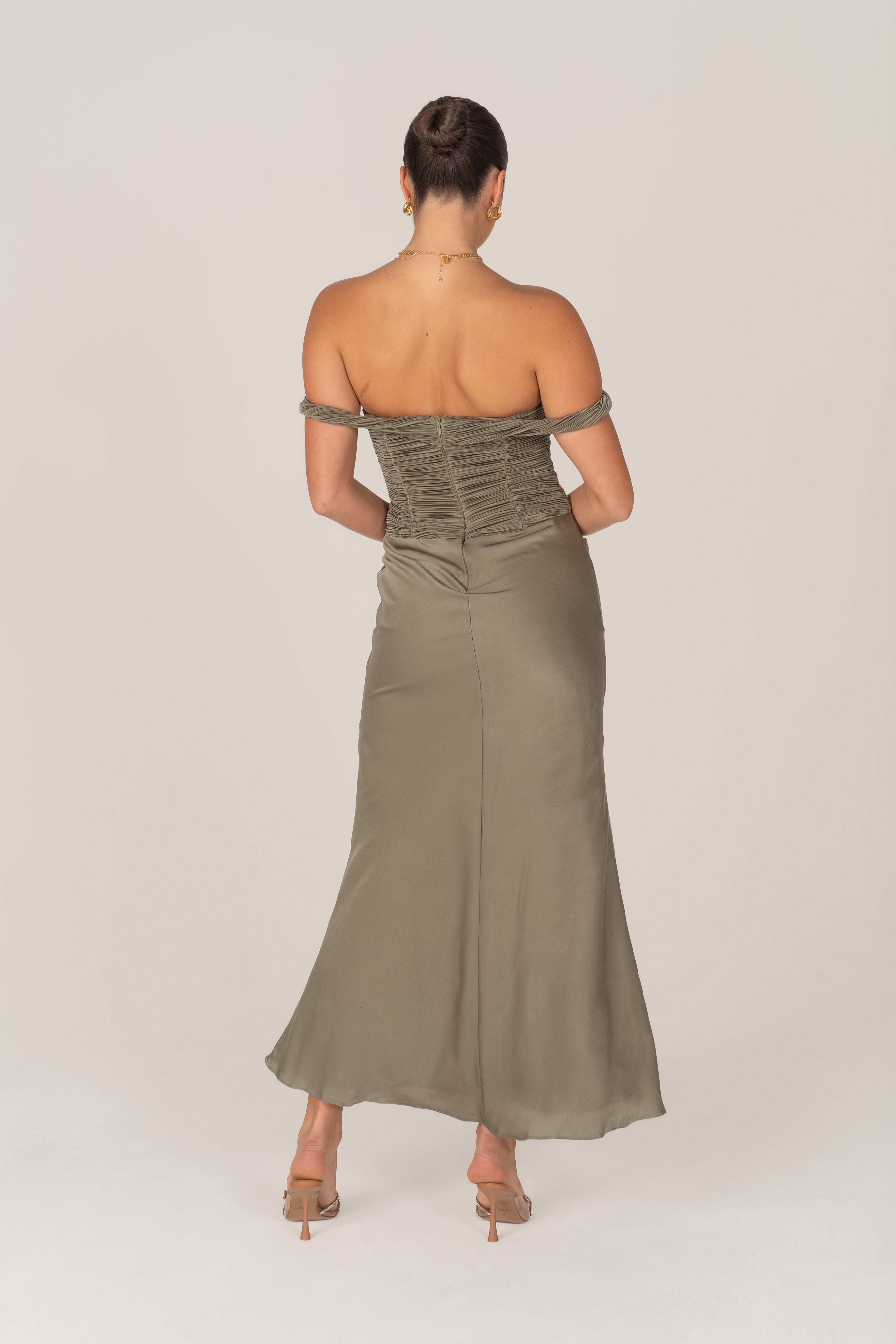 Rosanna Sage Green Cocktail Dress with Gold Accent