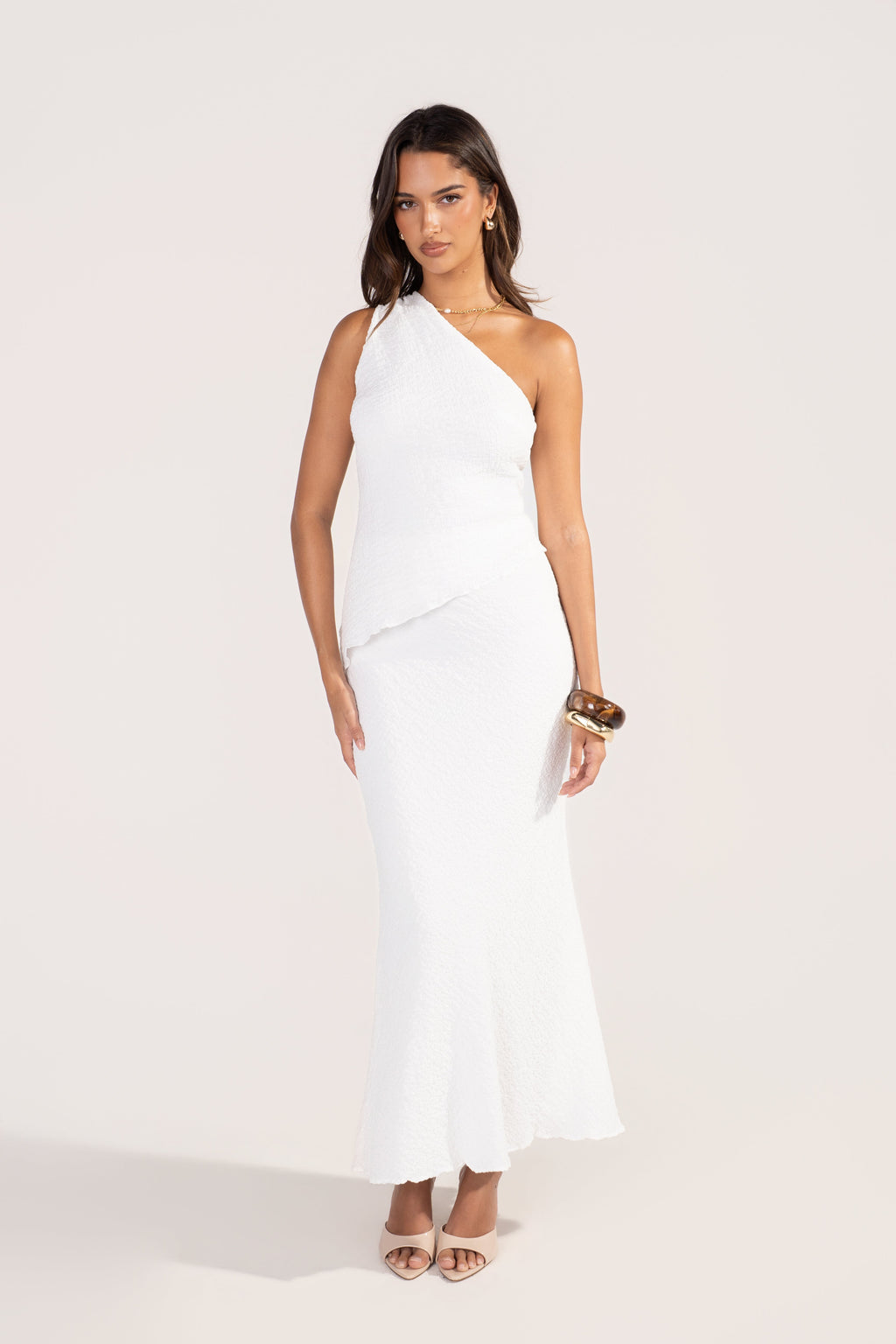 Ryker White Two Piece Set - One Shoulder Top & Maxi Skirt
