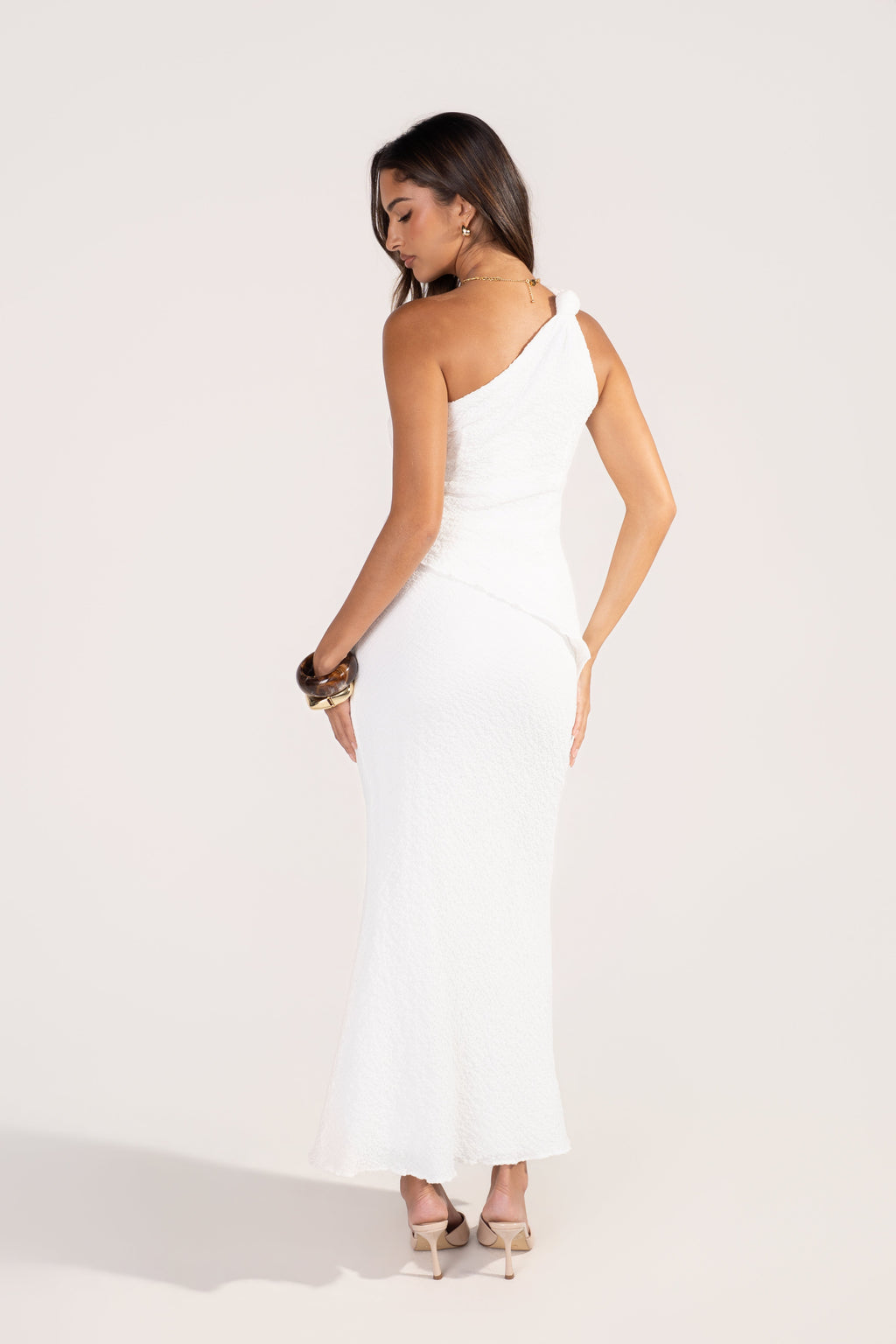 Ryker White Two Piece Set - One Shoulder Top & Maxi Skirt
